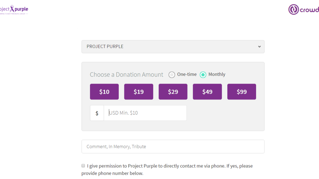Project Purple Monthly Giving