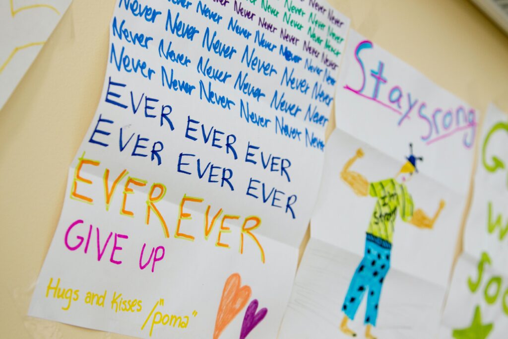 Poster with words of encouragement for pancreatic cancer patients and caregivers