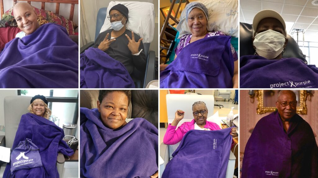 Black pancreatic cancer patients with Project Purple Blankets of Hope