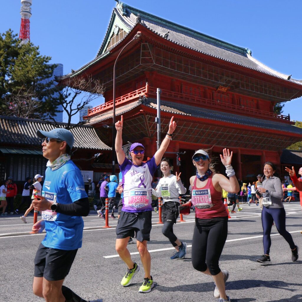 Project Purple Runner runs past Asakusa’s Senso-ji Temple during Tokyo marathon
